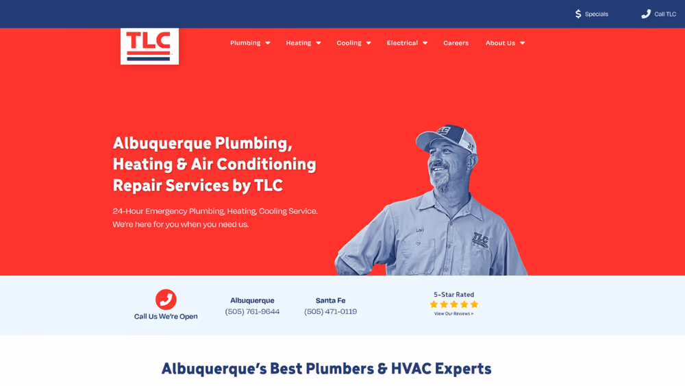 TLC Plumbing Service Website project visual